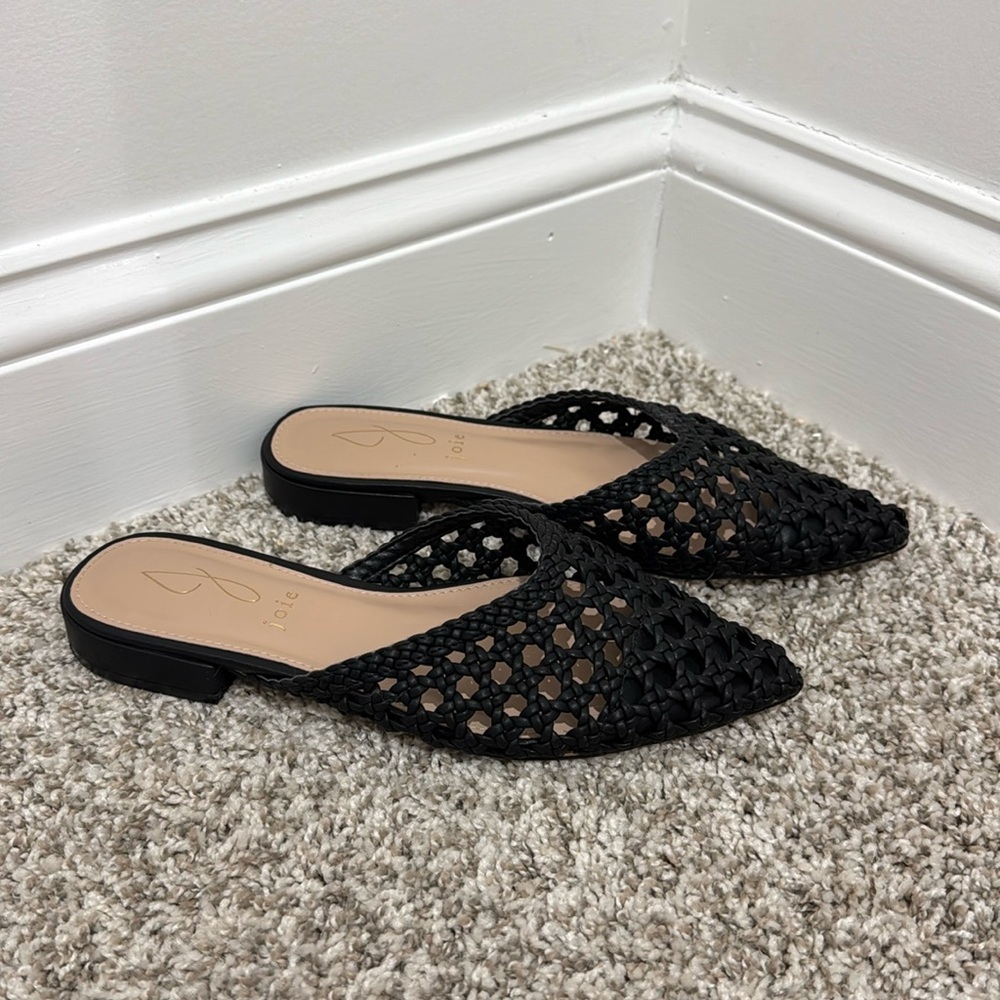 Joie Behold Woven Flat Slide in Black Size 6M